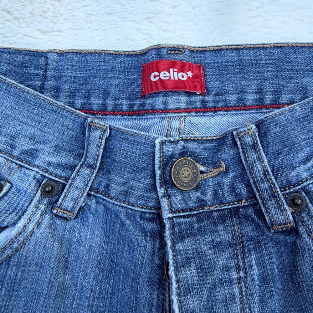 Celio Original Denim‎ Medium Wash Straight Leg Jeans Blue Five Pocket Button Fly